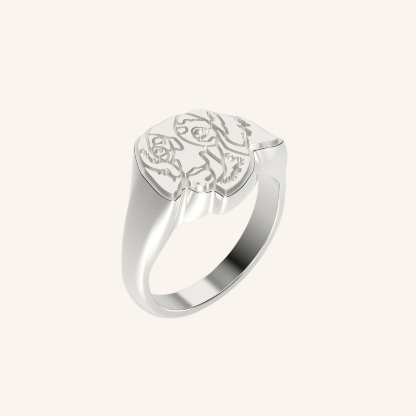 Mini Silver Fur Baby Signet Ring