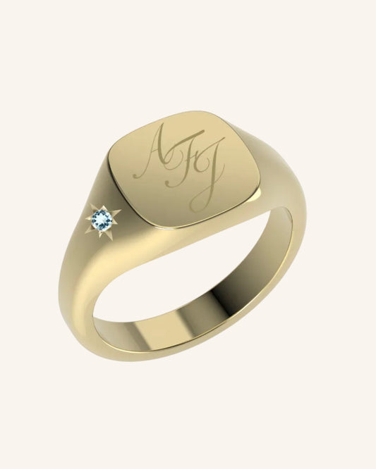 Gem Cushion Pinky Signet | Gold