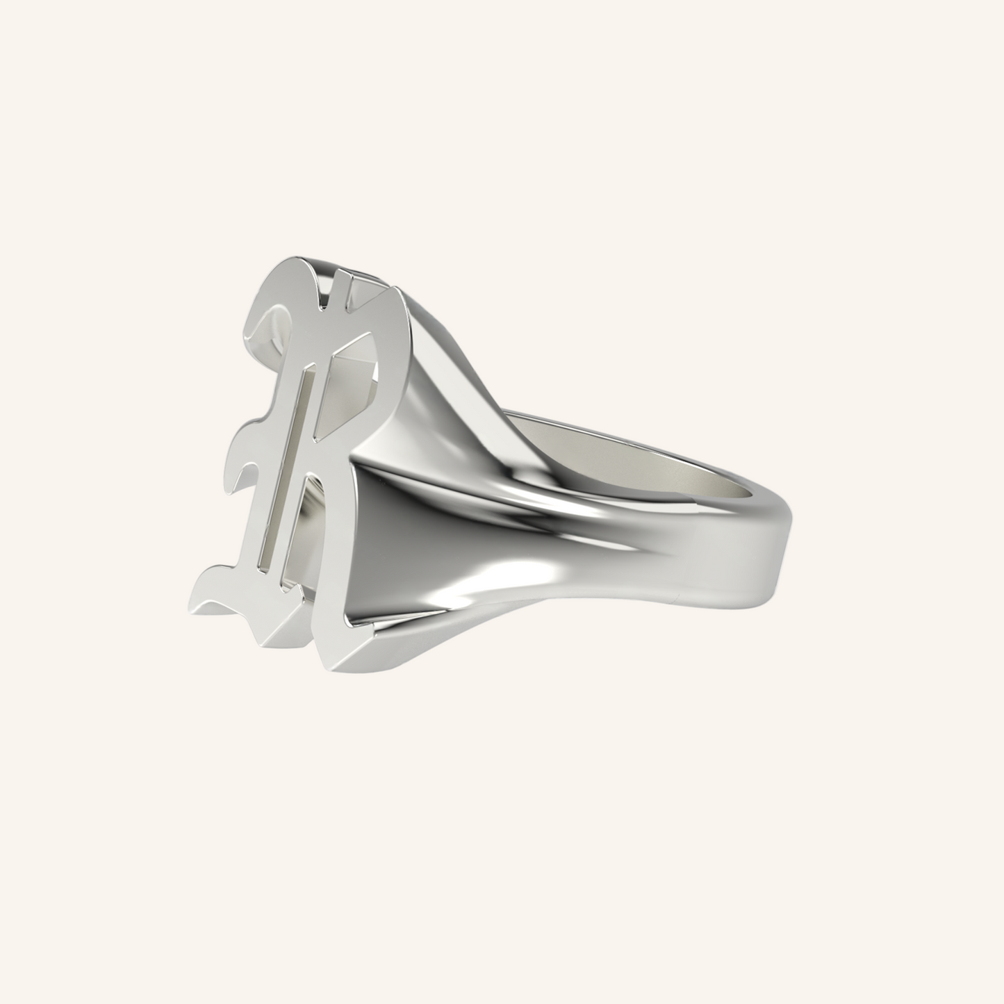Silver Gothic Initial Signet