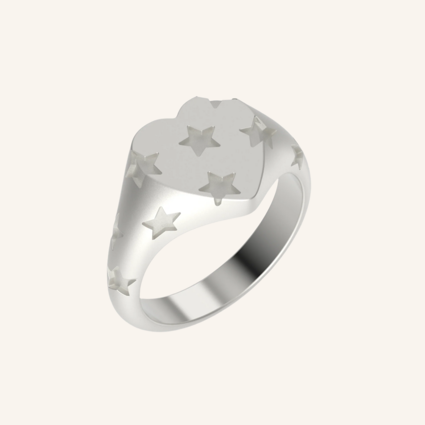 Stars In Their Eyes Silver Heart Signet