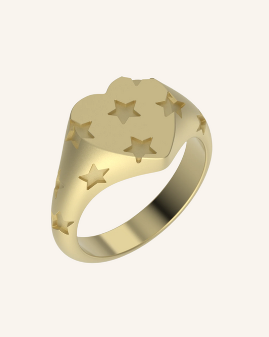 Stars In Their Eyes Heart Signet | Gold