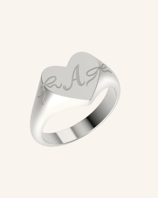 Cascading Bow Initial Signet | Silver