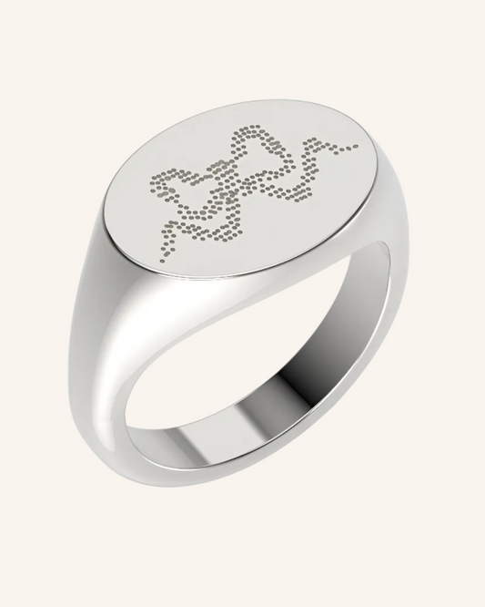 Bow Lace Tattoo Signet Ring | Silver