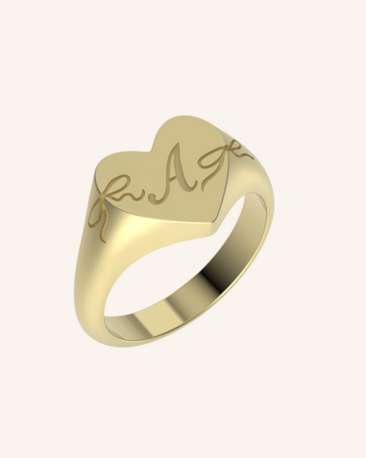 Cascading Bow Initial Signet | Gold