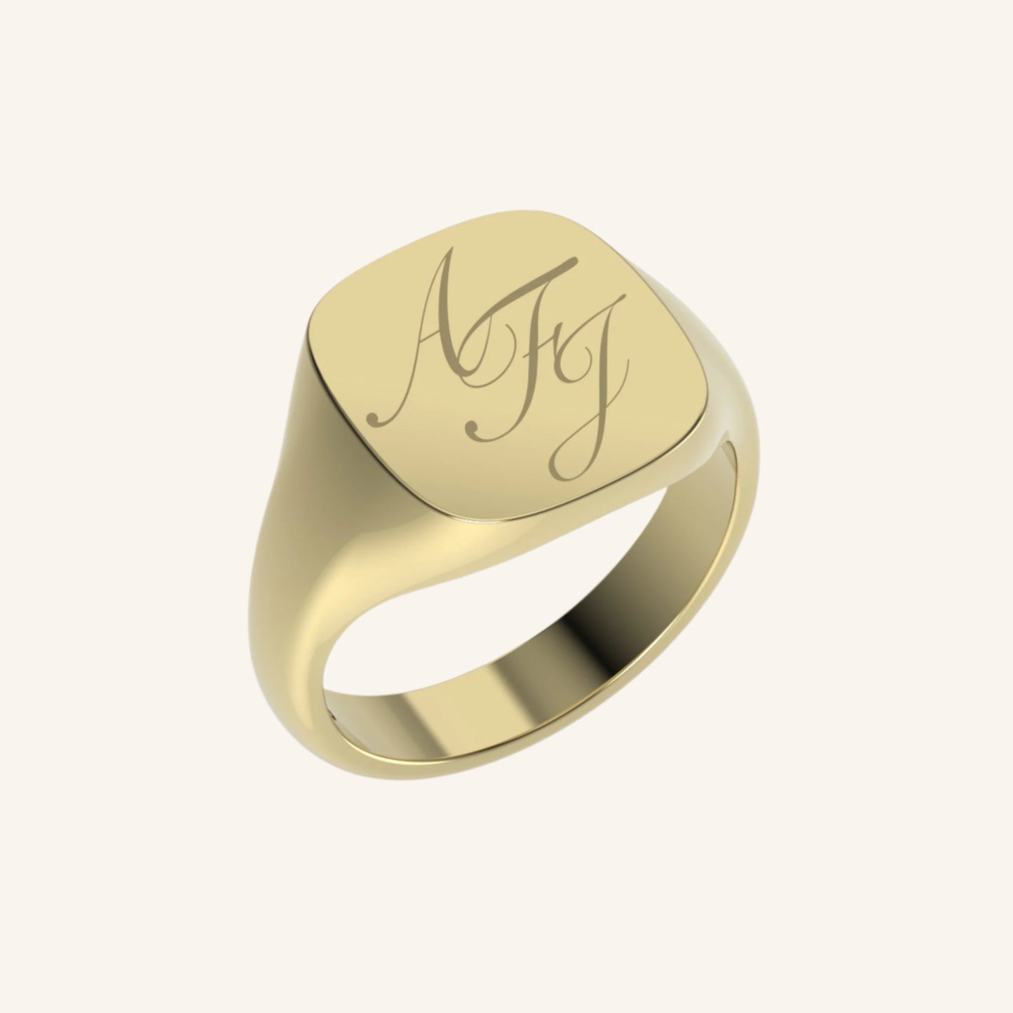 Large Cushion Gold Signet With Engraving