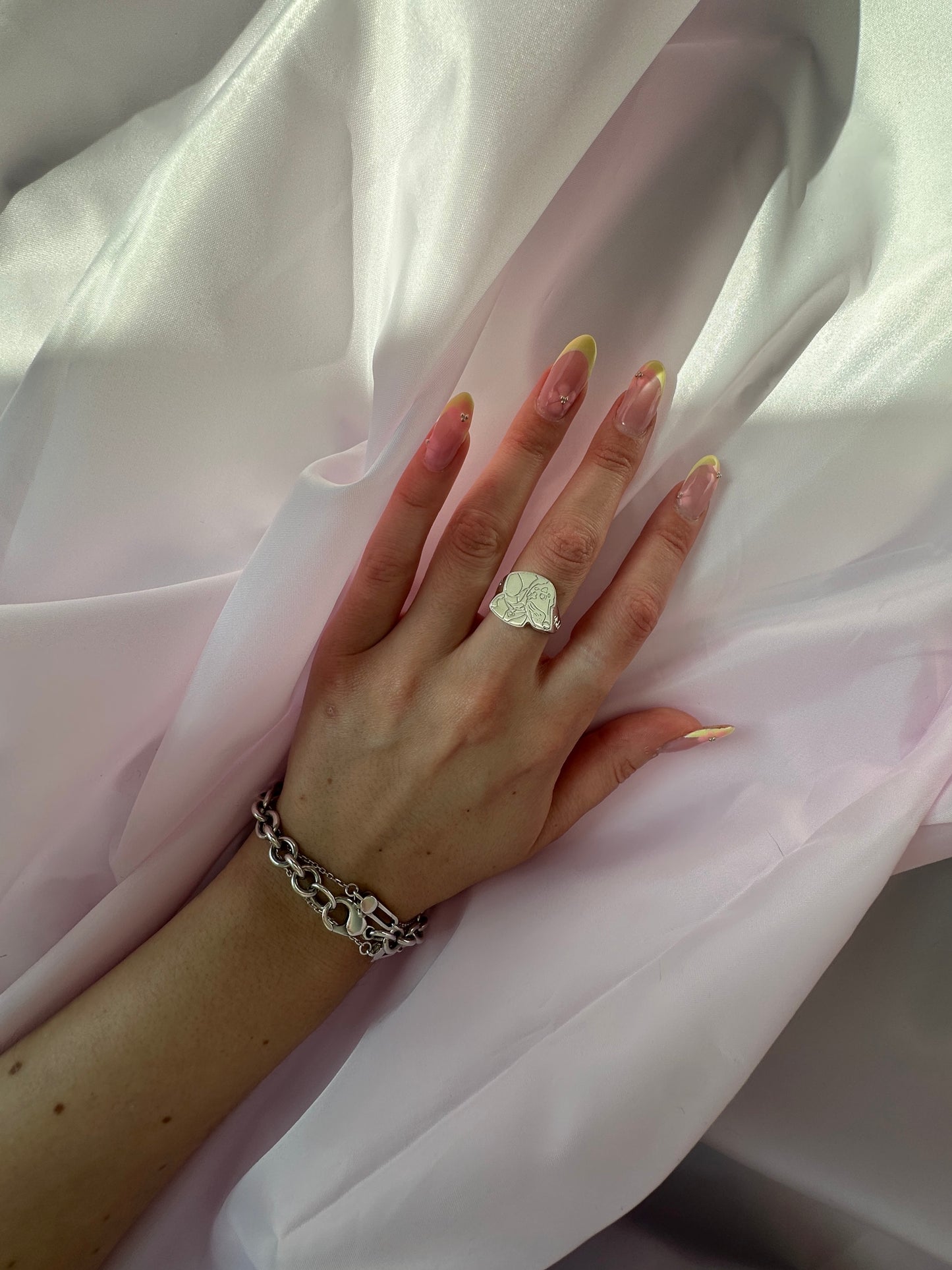 Large Silver Fur Baby Signet Ring