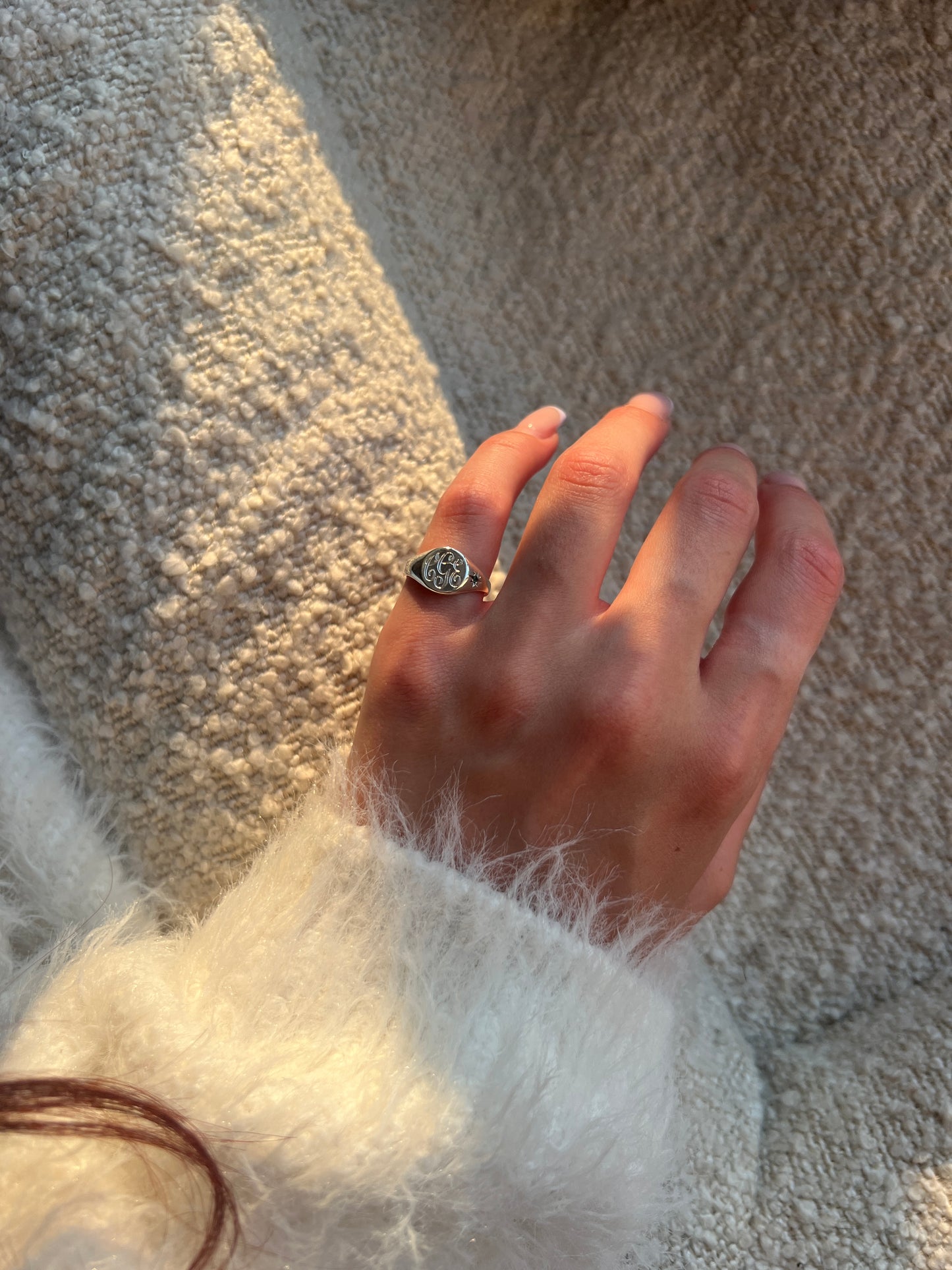 Gold Pinky Signet With Engraving & Mini Gem