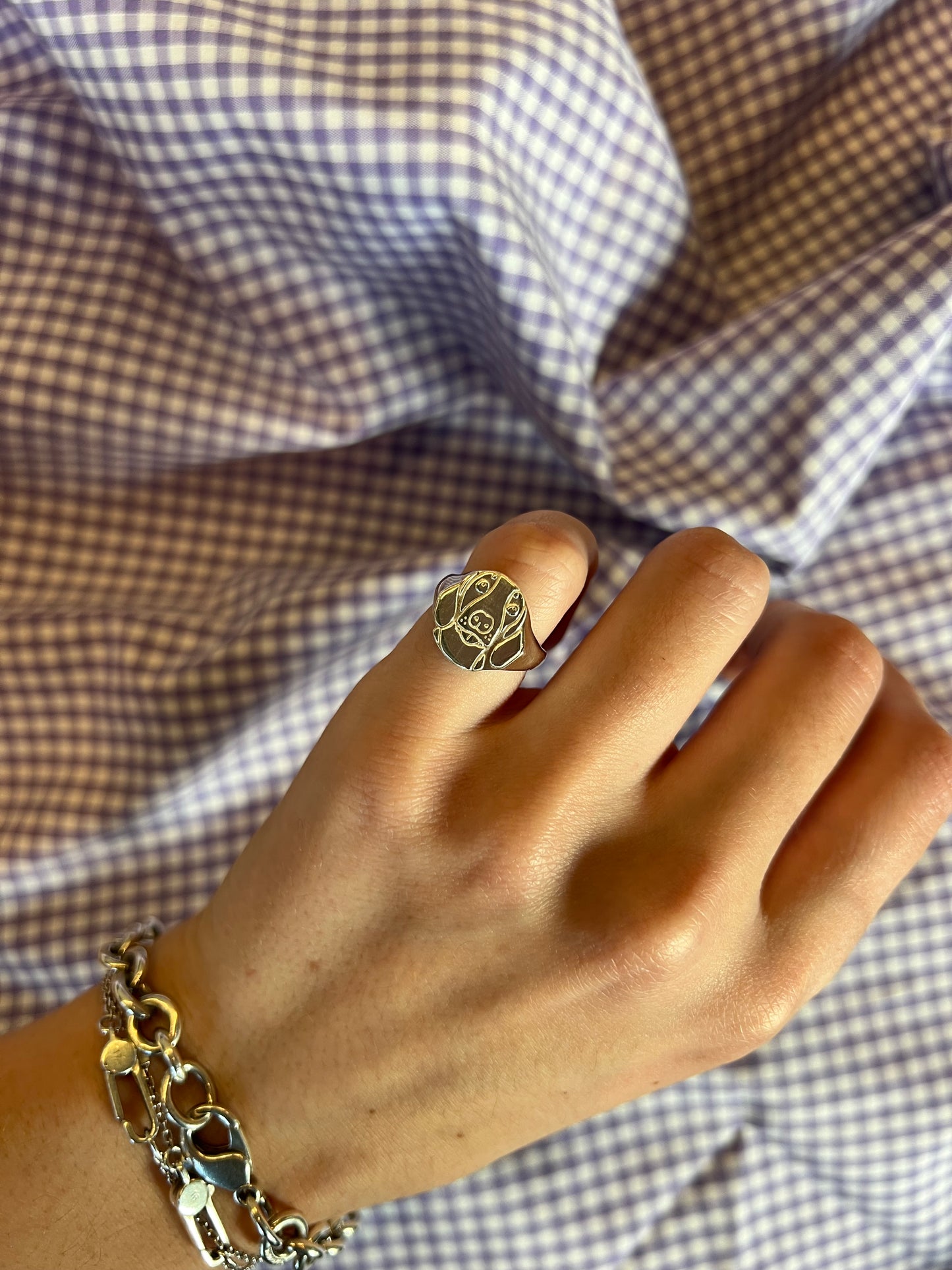 Mini Silver Fur Baby Signet Ring