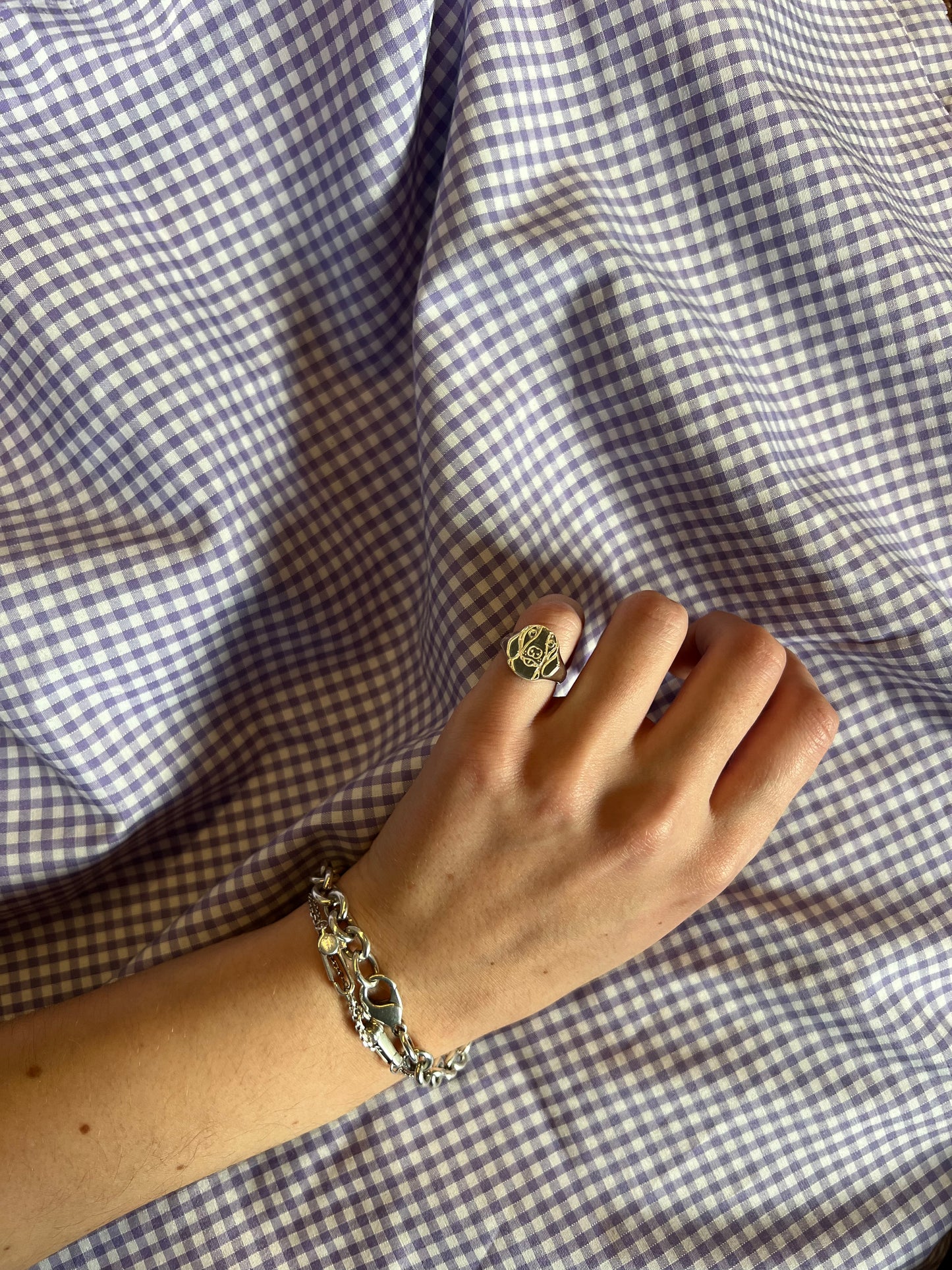 Mini Silver Fur Baby Signet Ring