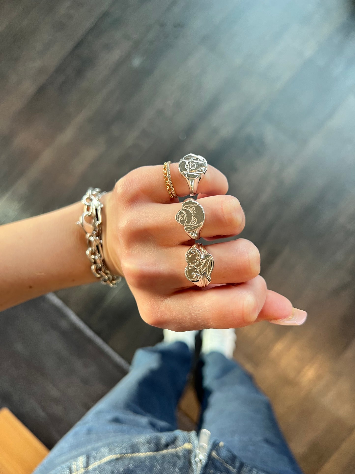 Mini Silver Fur Baby Signet Ring