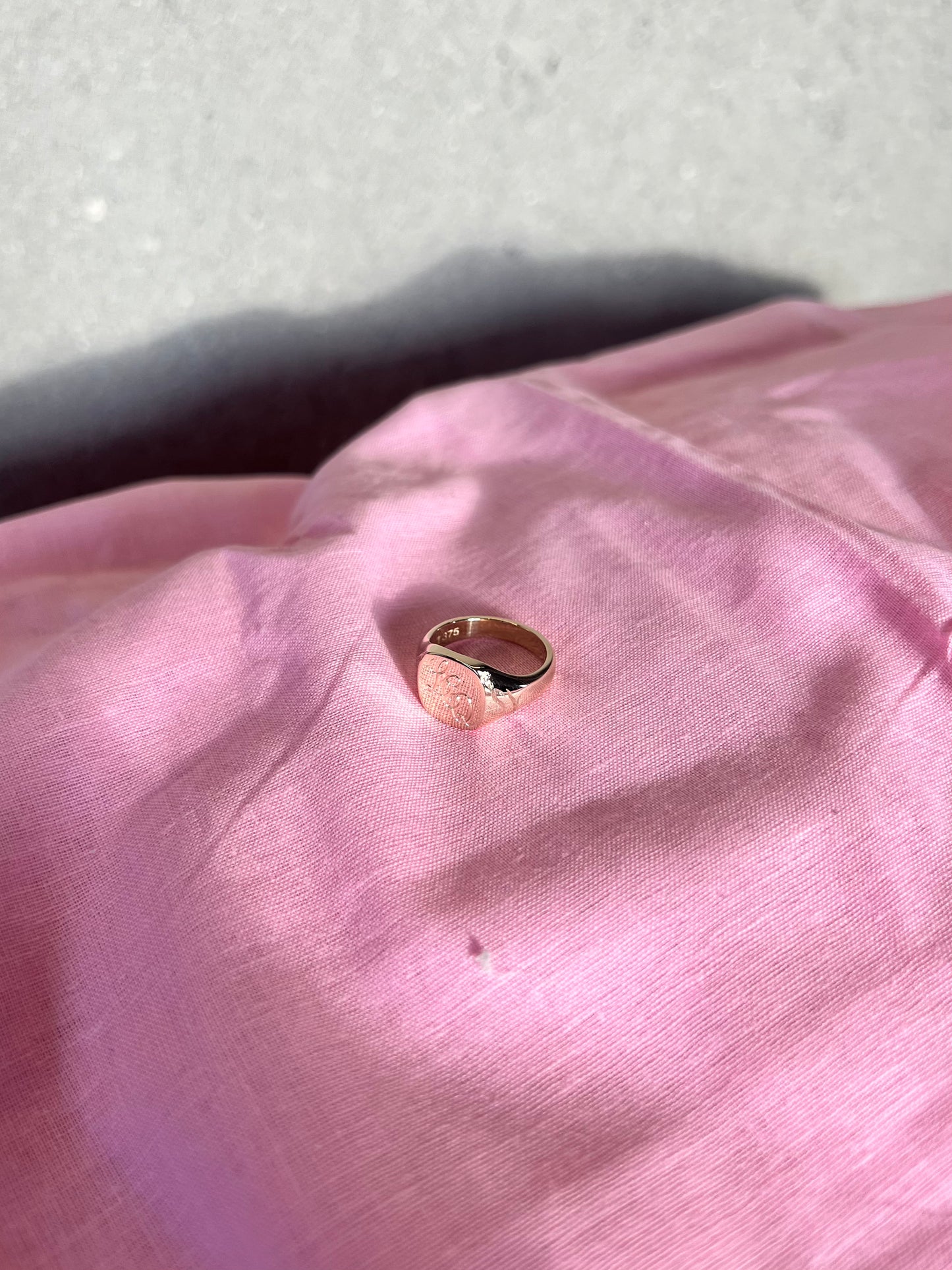 Large Cushion Gold Signet With Engraving