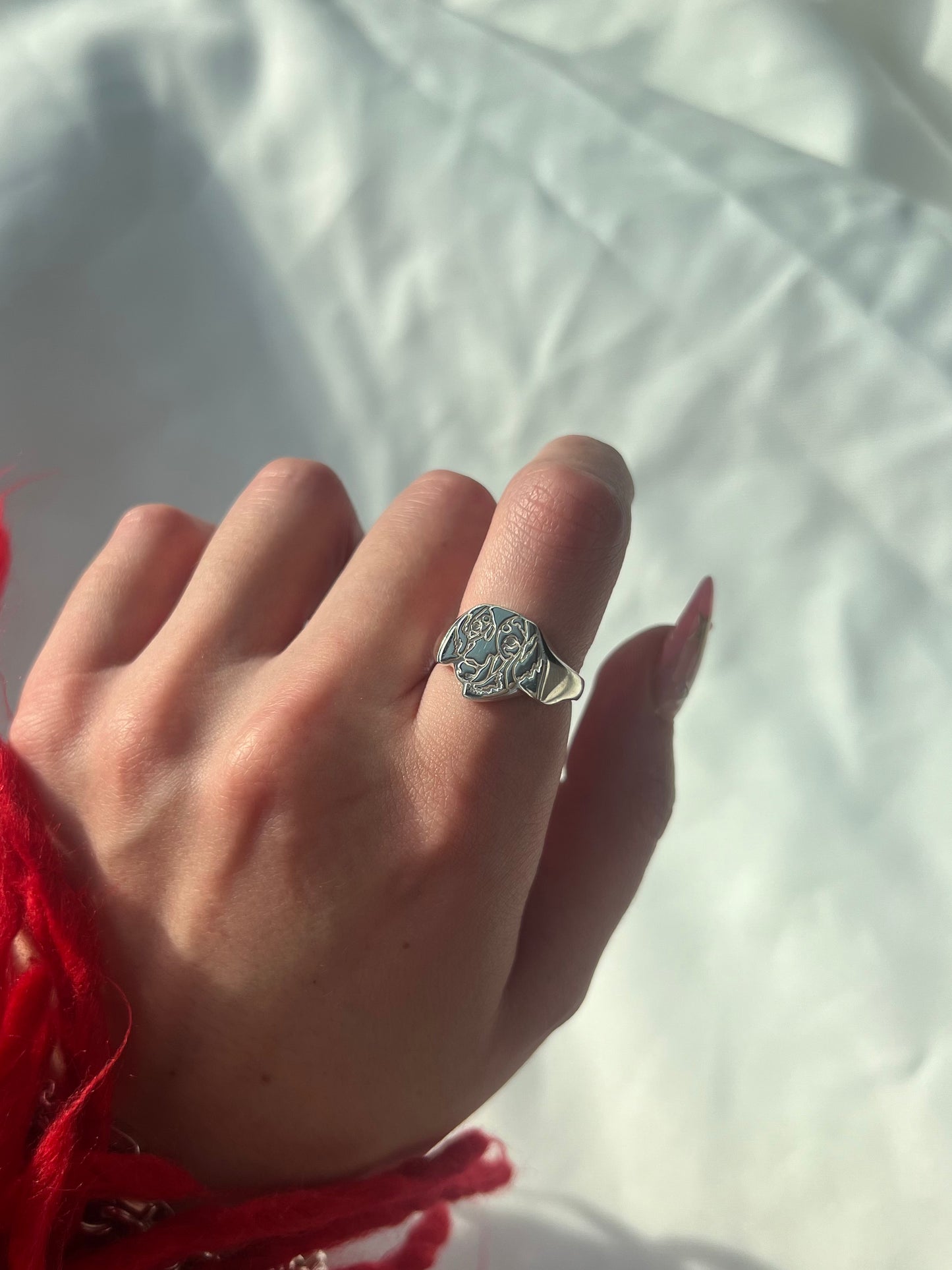 Mini Silver Fur Baby Signet Ring