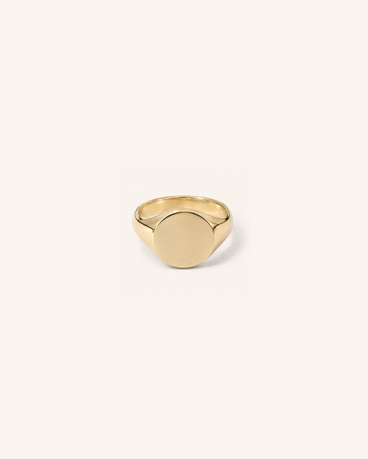 Plain Mini Pinky Round Signet | Gold