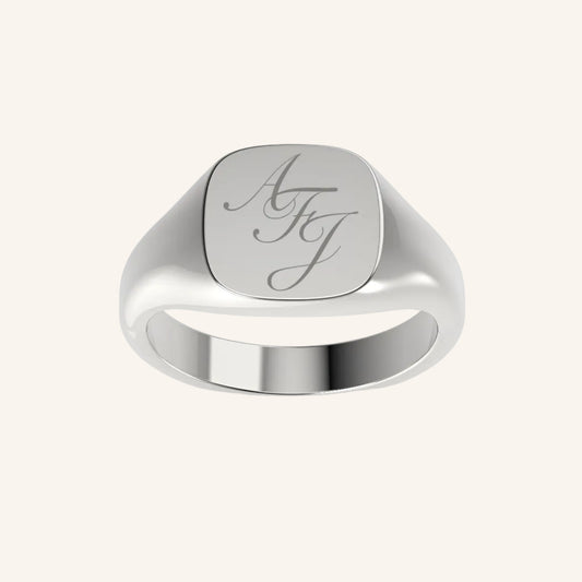 Engraved Cushion Pinky Signet