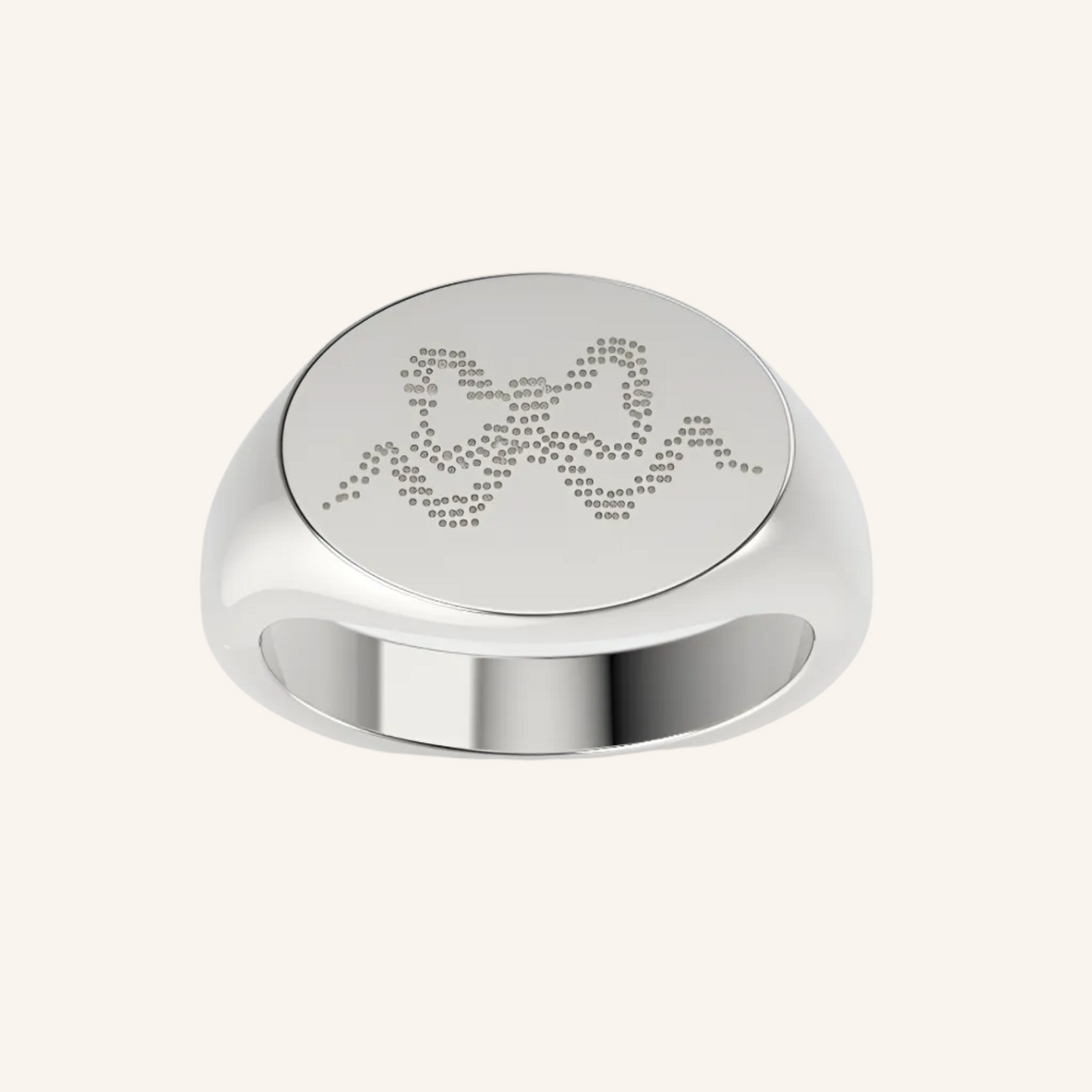 Silver Bow Lace Tattoo Engraved Signet Ring