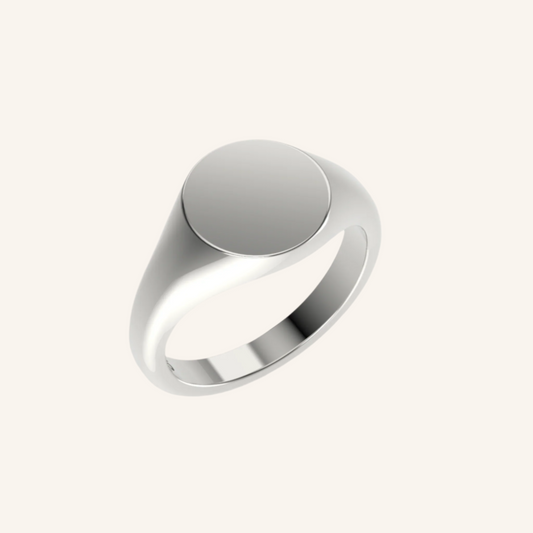 Silver Plain Round Mini Pinky Signet Ring