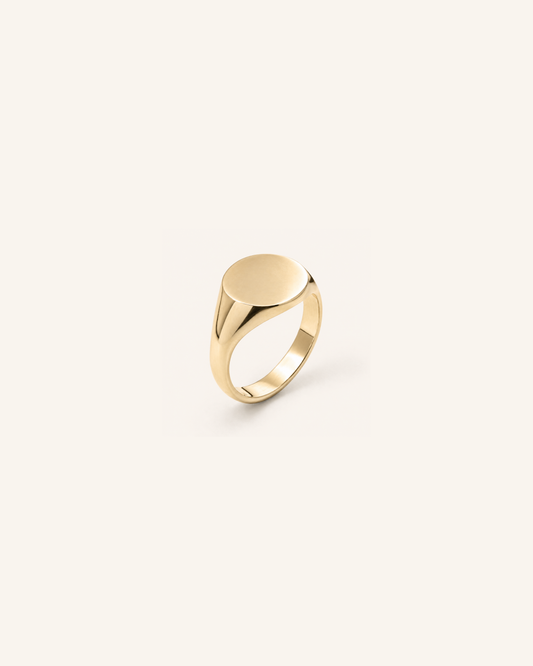 Plain Mini Pinky Round Signet | Gold