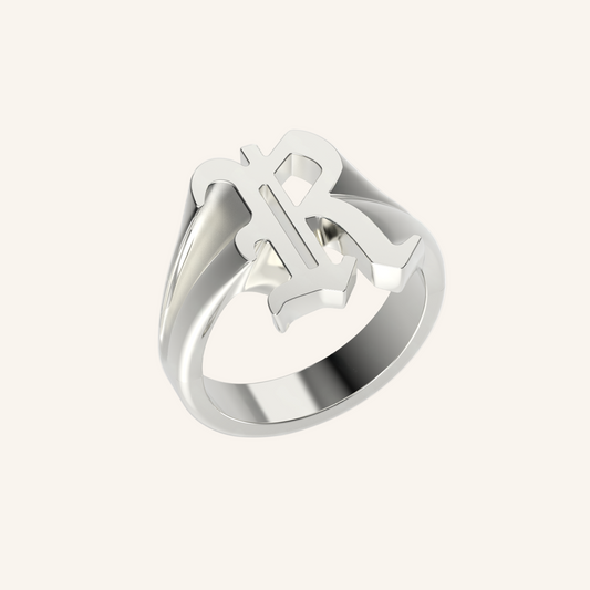 Silver Gothic Initial Signet