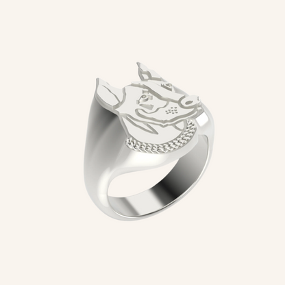 Large Silver Fur Baby Signet Ring