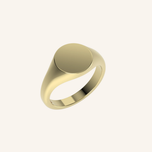 Gold Plain Round Mini Pinky Signet Ring