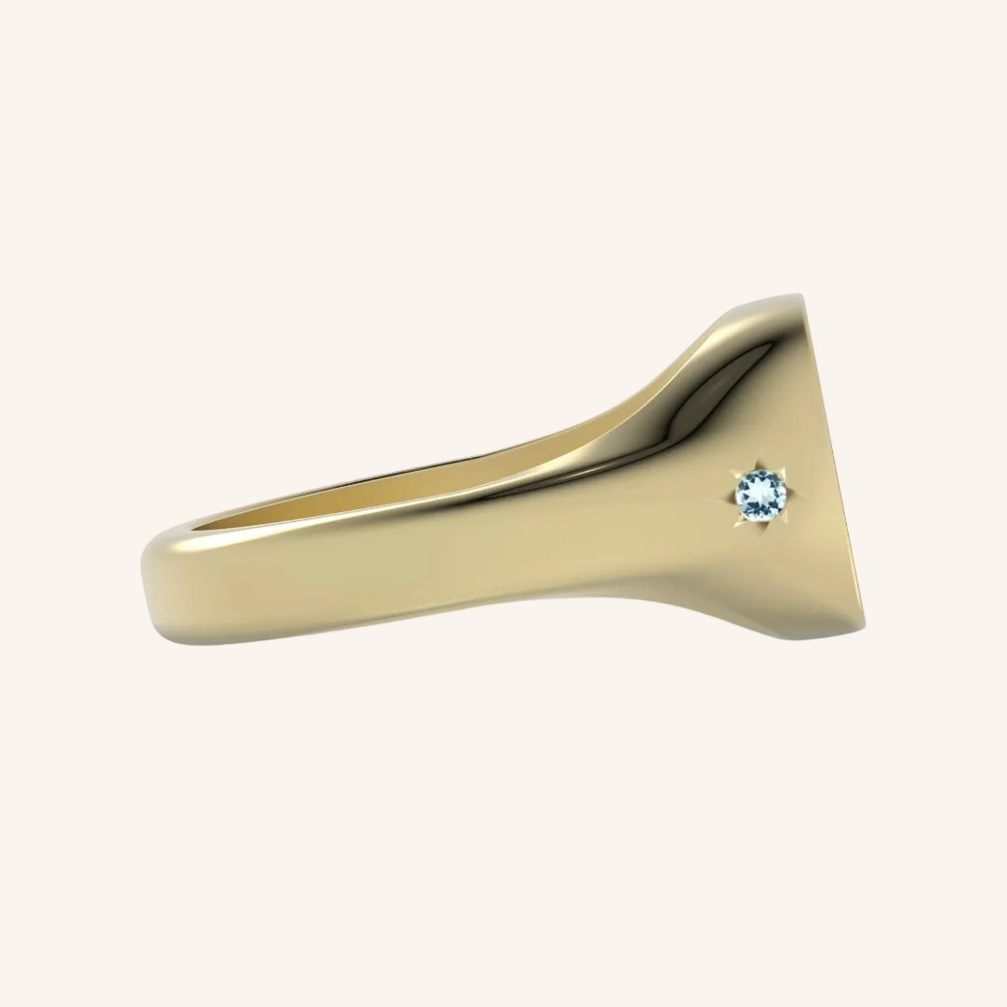 Mini Cushion Pinky Signet Ring With Engraving & Mini Gemstone