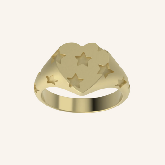 Stars In Their Eyes Gold Heart Signet