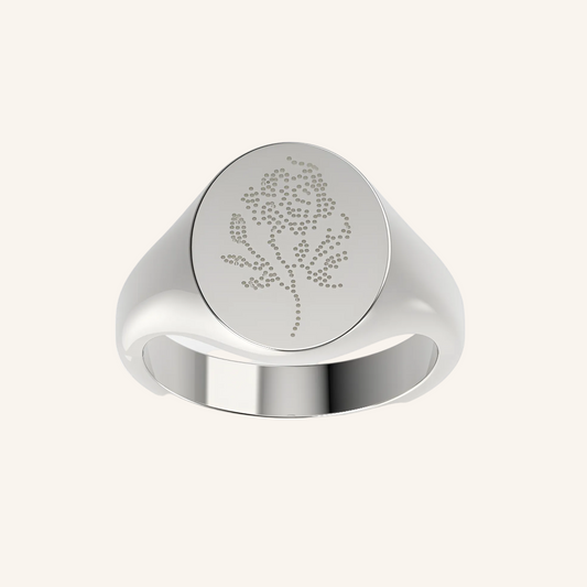 Rose Lace Engraved Signet Ring