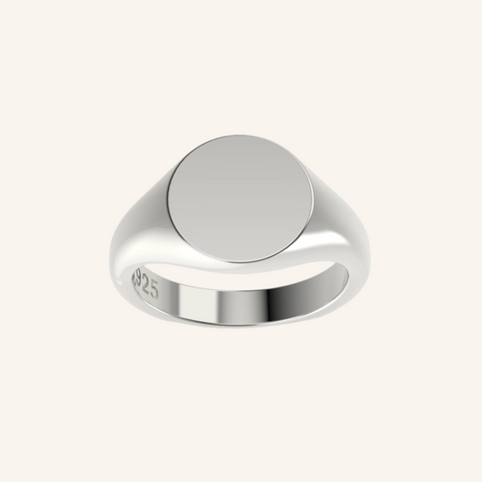 Silver Plain Round Mini Pinky Signet Ring