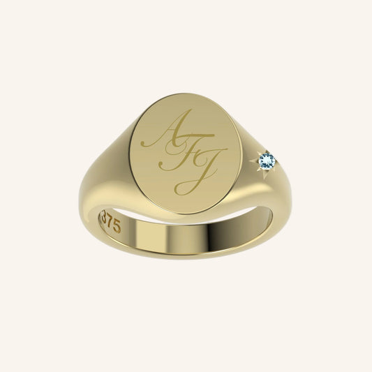 Mini Oval Signet With Mini Gem