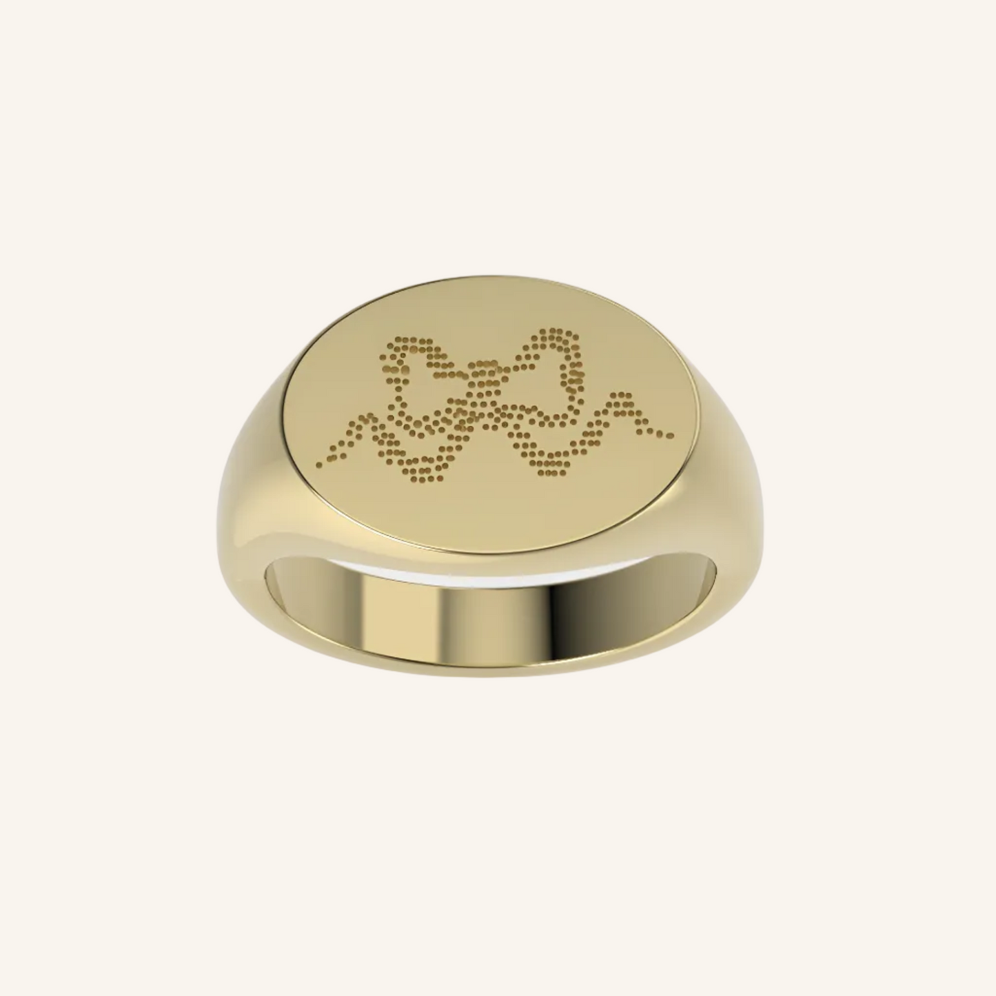 Gold Bow Lace Engraved Signet Ring