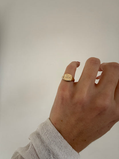 Engraved Cushion Pinky Signet | Gold