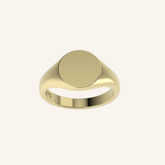 Gold Plain Round Mini Pinky Signet Ring