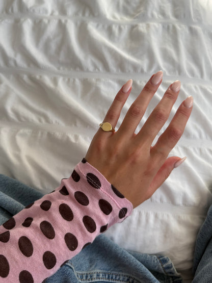 Plain Mini Pinky Round Signet | Gold