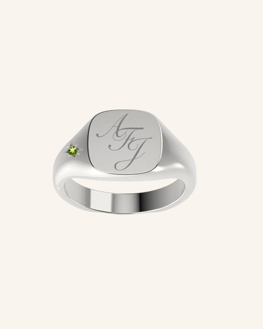 Gem Cushion Pinky Signet | Silver