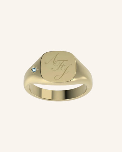 Gem Cushion Pinky Signet | Gold