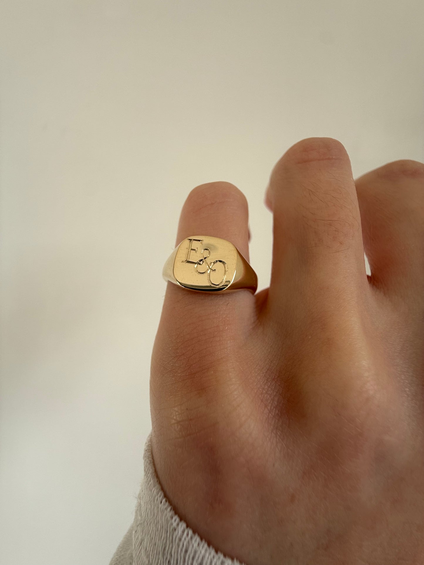 Engraved Cushion Pinky Signet | Gold