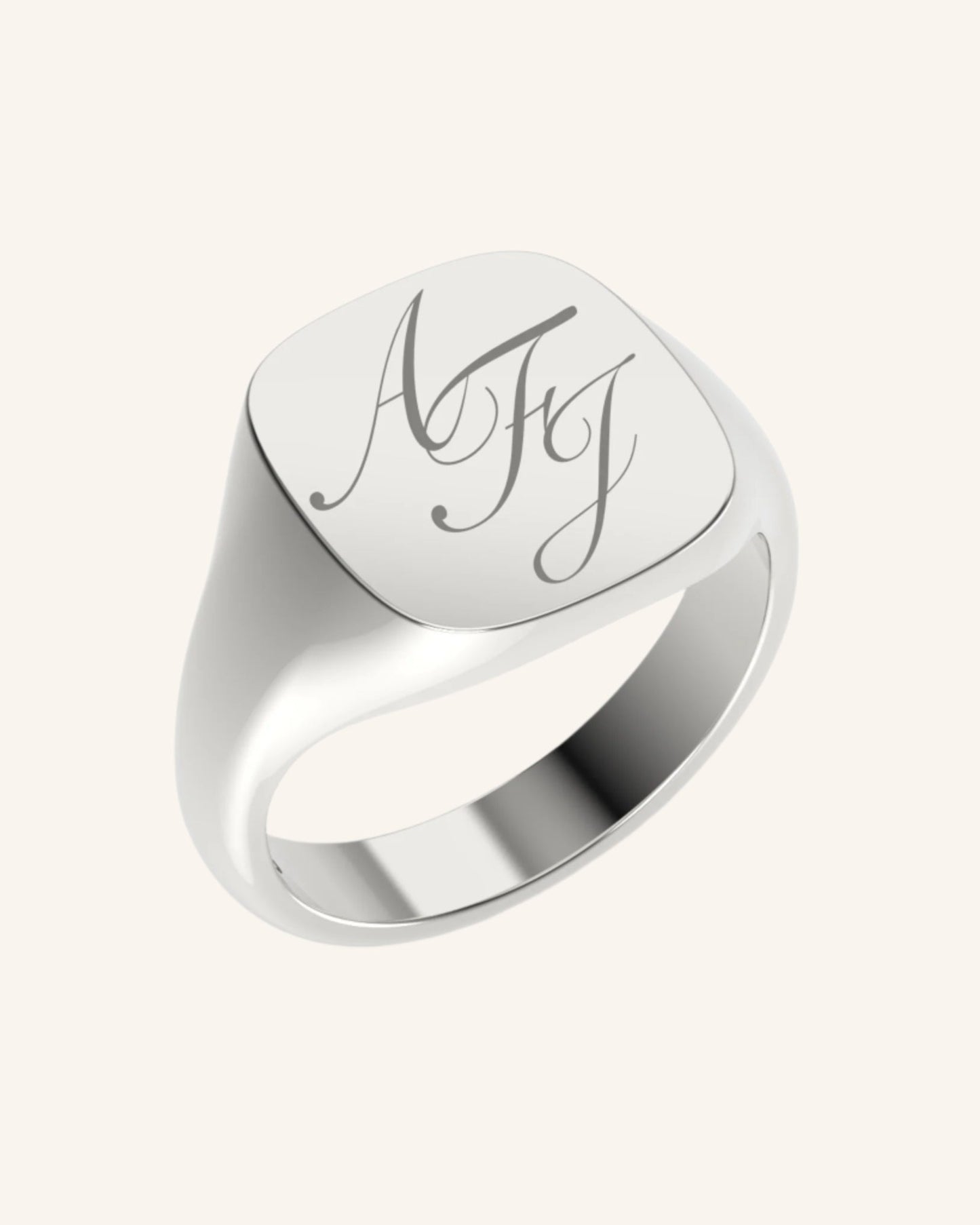 Large Cushion Signet With Engraving | Silver