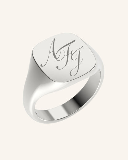 Large Cushion Signet With Engraving | Silver