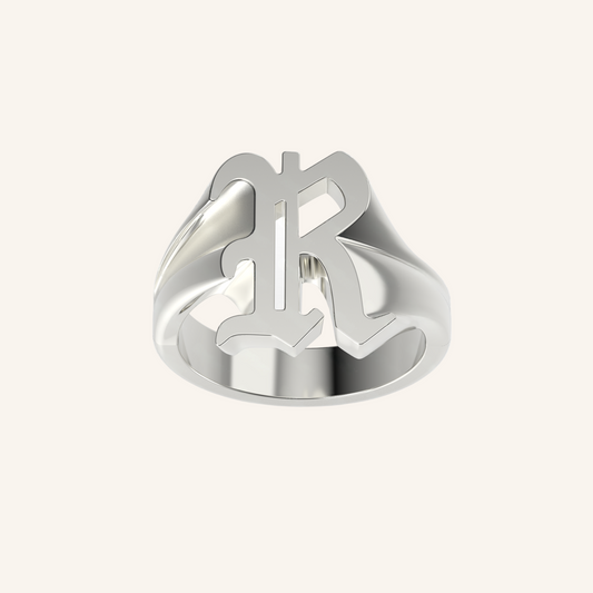 Silver Gothic Initial Signet