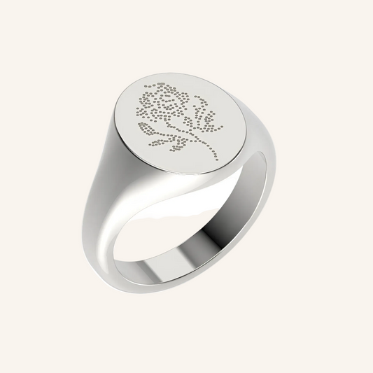 Rose Lace Engraved Signet Ring