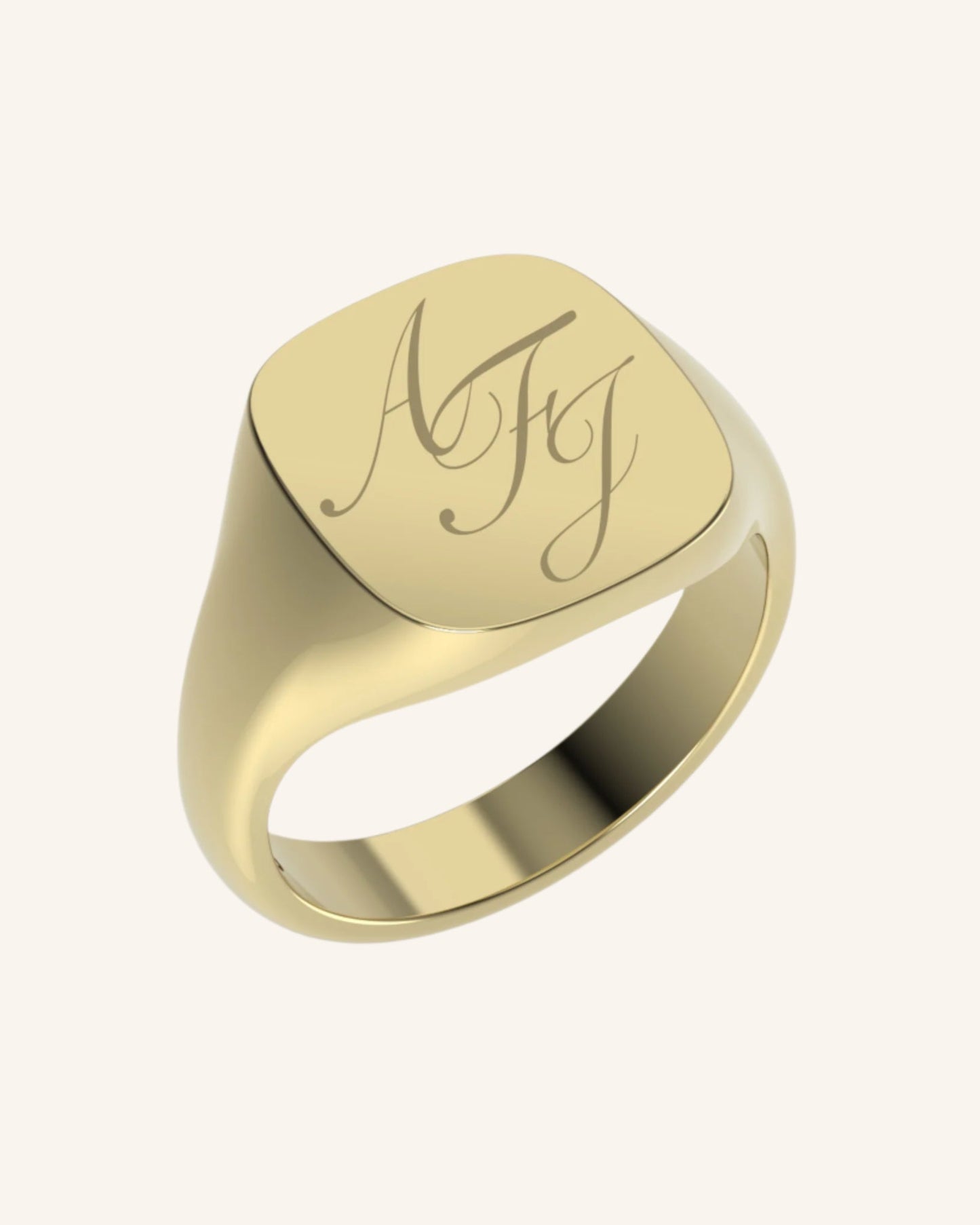 Large Cushion Signet With Engraving | Gold
