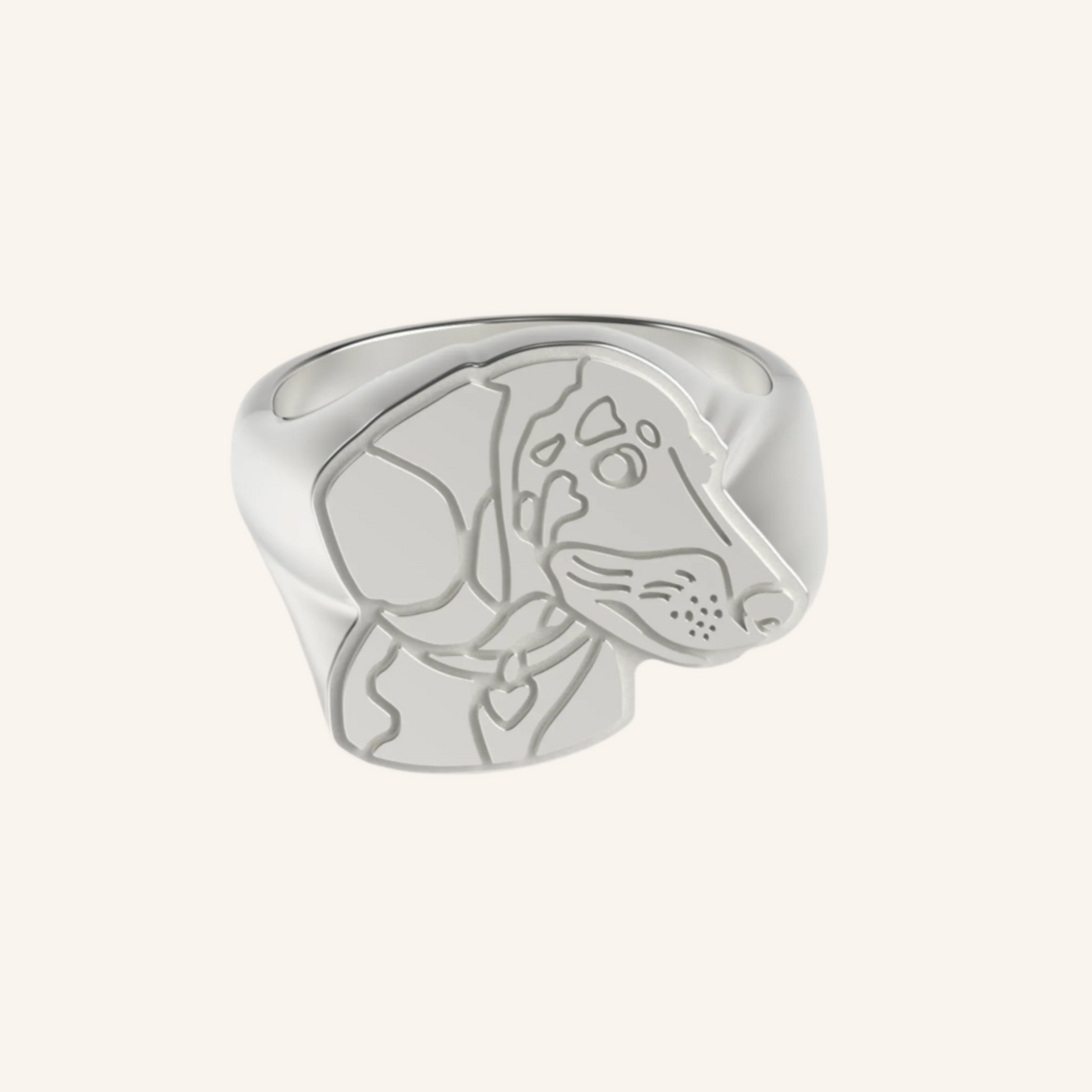 Large Silver Fur Baby Signet Ring