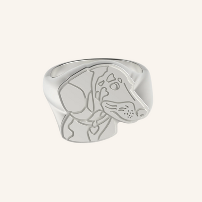 Large Silver Fur Baby Signet Ring
