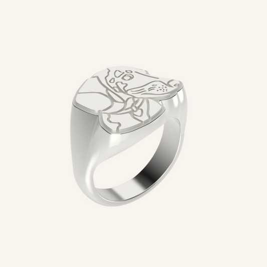 Large Silver Fur Baby Signet Ring