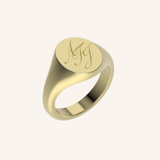 Pinky Mini Oval Gold Signet With Engraving