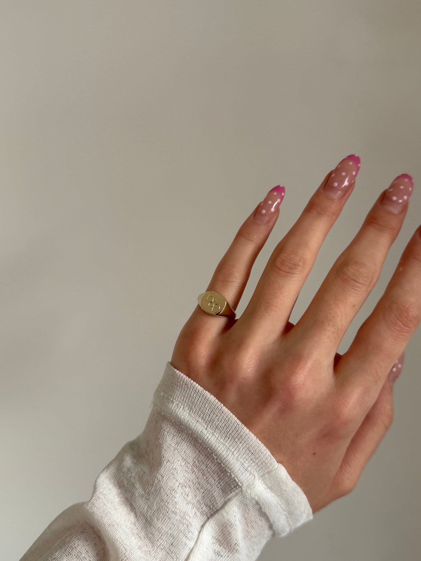 Engraved Cushion Pinky Signet | Gold