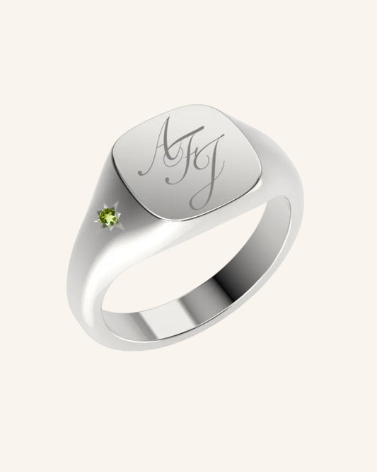 Gem Cushion Pinky Signet | Silver