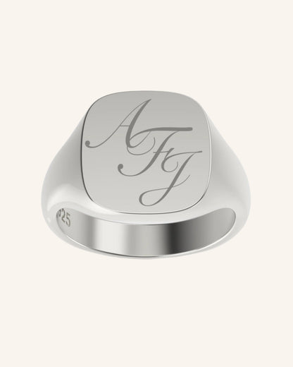 Large Cushion Signet With Engraving | Silver