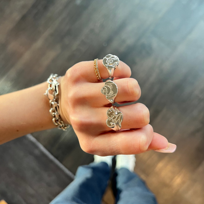 Mini Silver Fur Baby Signet Ring