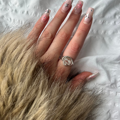 Mini Silver Fur Baby Signet Ring
